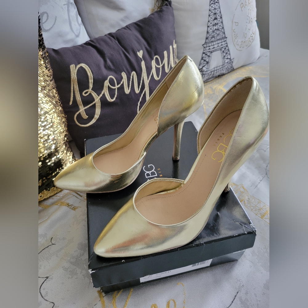 BCBG Paris Jaze d'orsay Gold Shoes Womens Heels Pumps  Sz 10